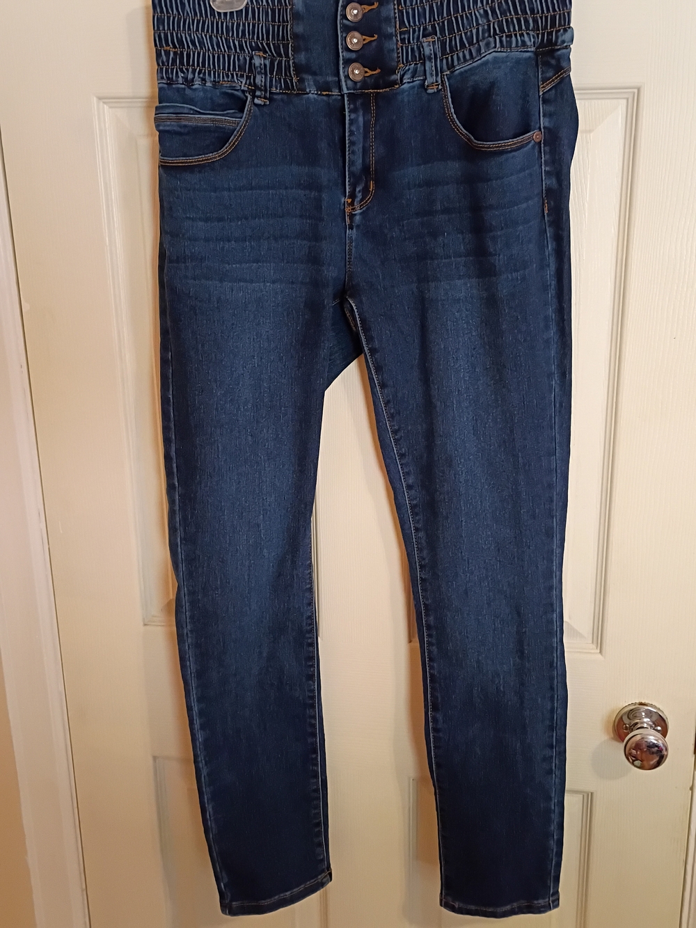 Moda Xpress High-Waist Jeans with Diamond Embellishments 17/18